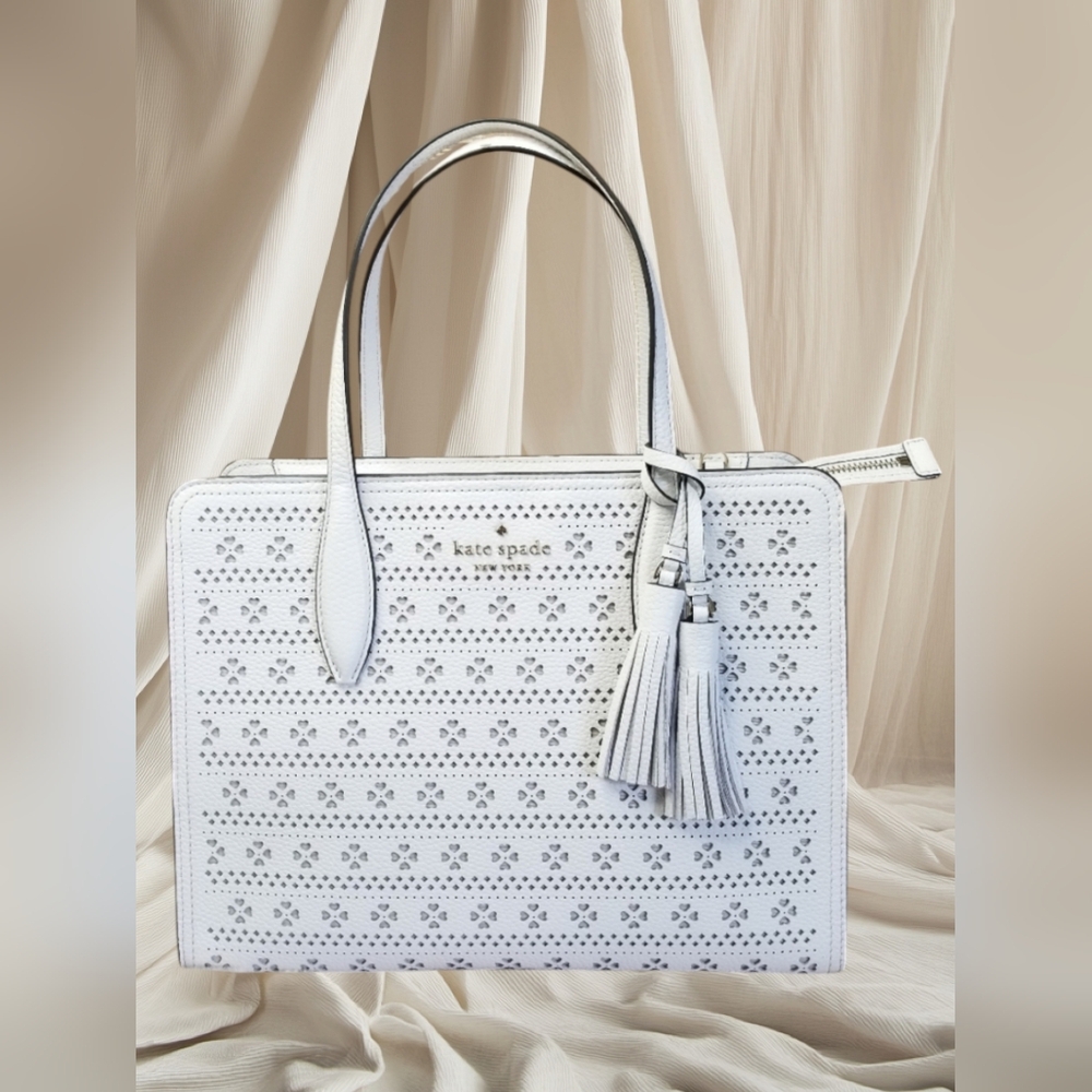 Kate ♠️ Spade Rowe Perf Medium Top Zip Satchel Crossbody Handbag-$449